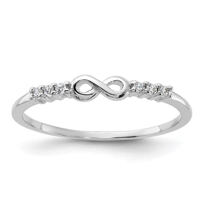 Sterlingsilber Rhodiniert Zirkonia Unendlichkeit Ring