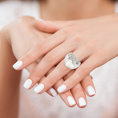 Sterlingsilber Poliert Strukturiert Ring (size 6 Nur)