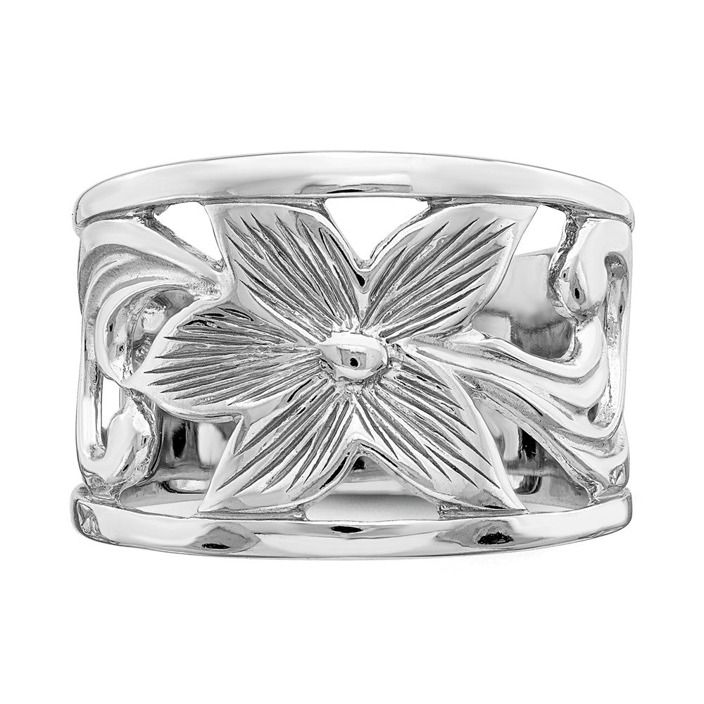 Sterlingsilber Rhodiniert Blume Ring