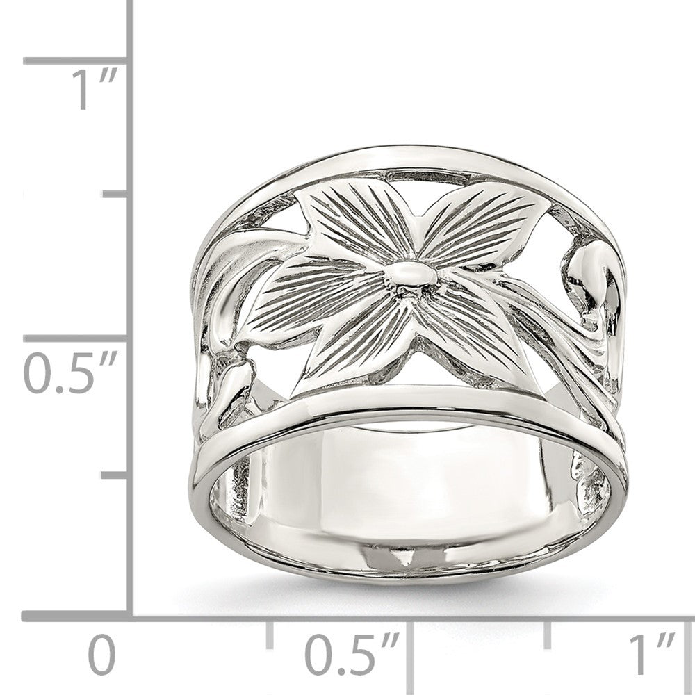 Sterlingsilber Rhodiniert Blume Ring
