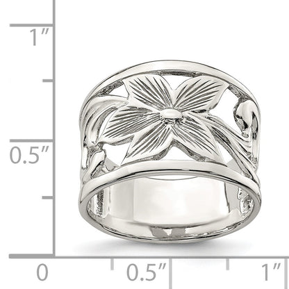 Sterlingsilber Rhodiniert Blume Ring