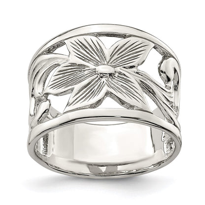 Sterlingsilber Rhodiniert Blume Ring