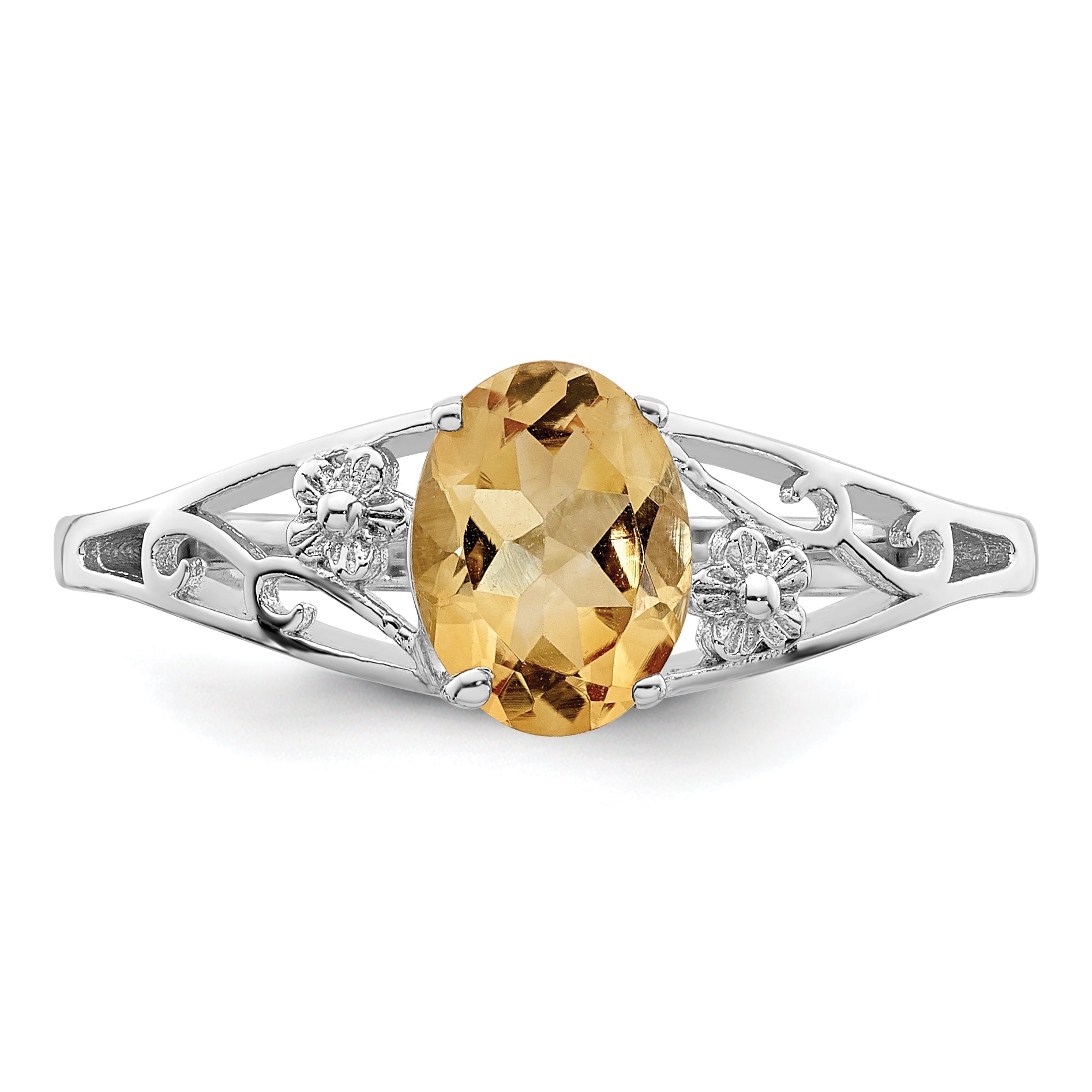 Sterlingsilber Rhodium Citrin Ring