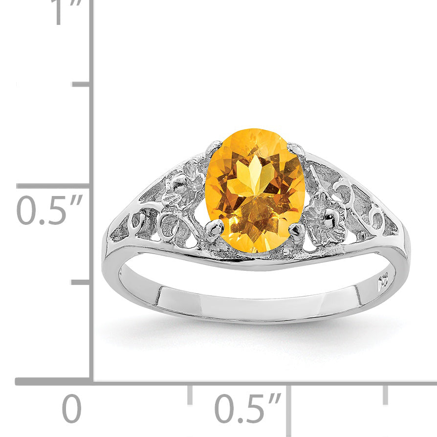Sterlingsilber Rhodium Citrin Ring