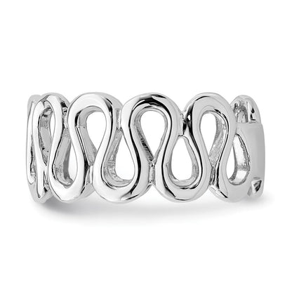Sterlingsilber Rhodiniert Fantasie Swirls Ring (size 6 Nur)
