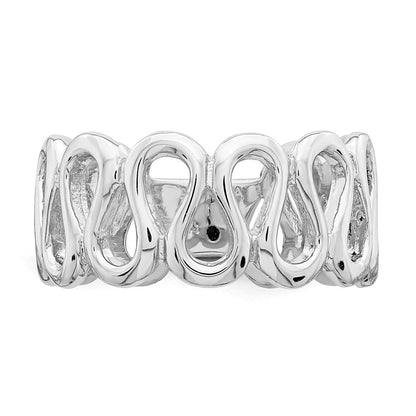 Sterlingsilber Rhodiniert Fantasie Swirls Ring (size 6 Nur)