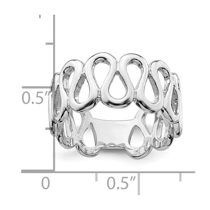 Sterlingsilber Rhodiniert Fantasie Swirls Ring (size 6 Nur)