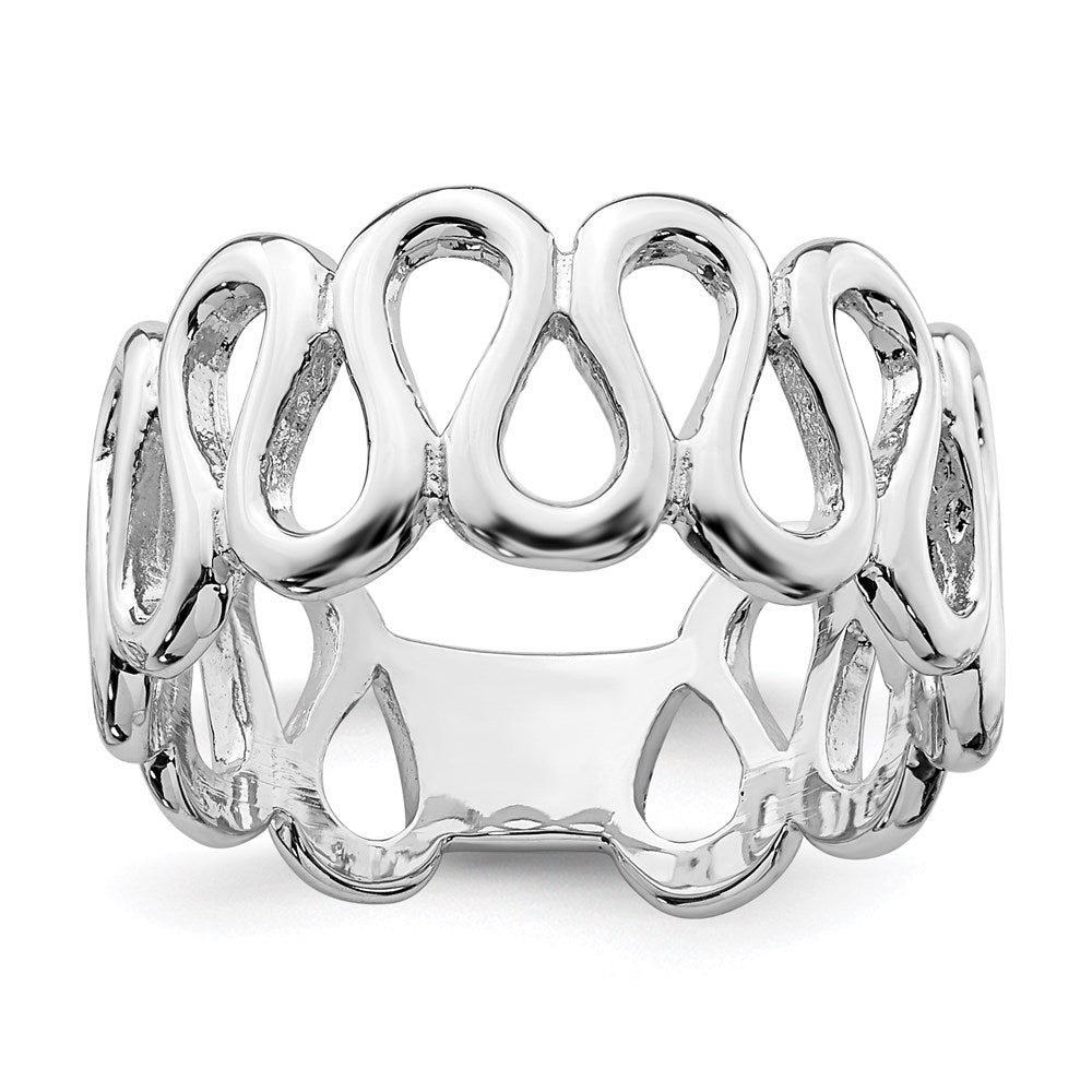 Sterlingsilber Rhodiniert Fantasie Swirls Ring (size 6 Nur)