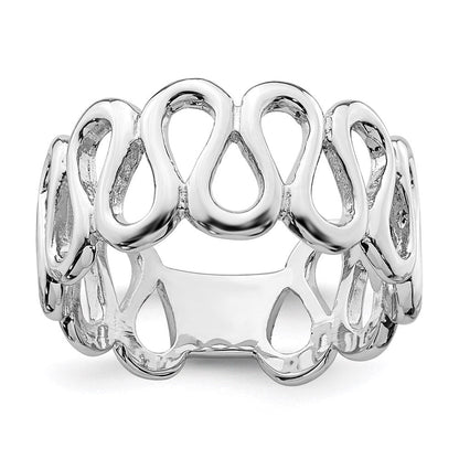 Sterlingsilber Rhodiniert Fantasie Swirls Ring (size 6 Nur)