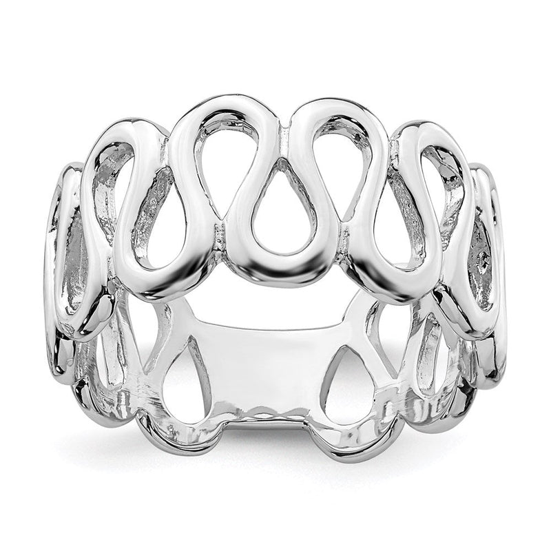 Sterlingsilber Rhodiniert Fantasie Swirls Ring (size 6 Nur)