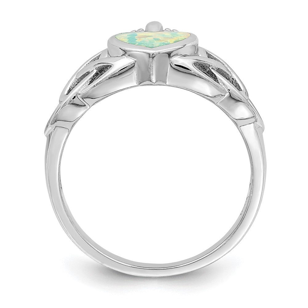 Sterlingsilber Rhodiniert Im Labor Erzeugt Opal Keltisch Knoten Krone Ring