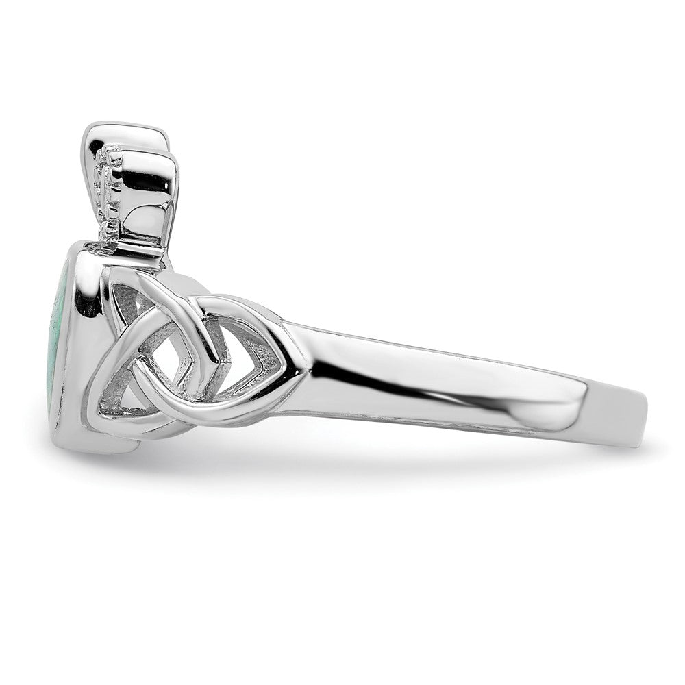 Sterlingsilber Rhodiniert Im Labor Erzeugt Opal Keltisch Knoten Krone Ring