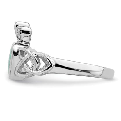 Sterlingsilber Rhodiniert Im Labor Erzeugt Opal Keltisch Knoten Krone Ring