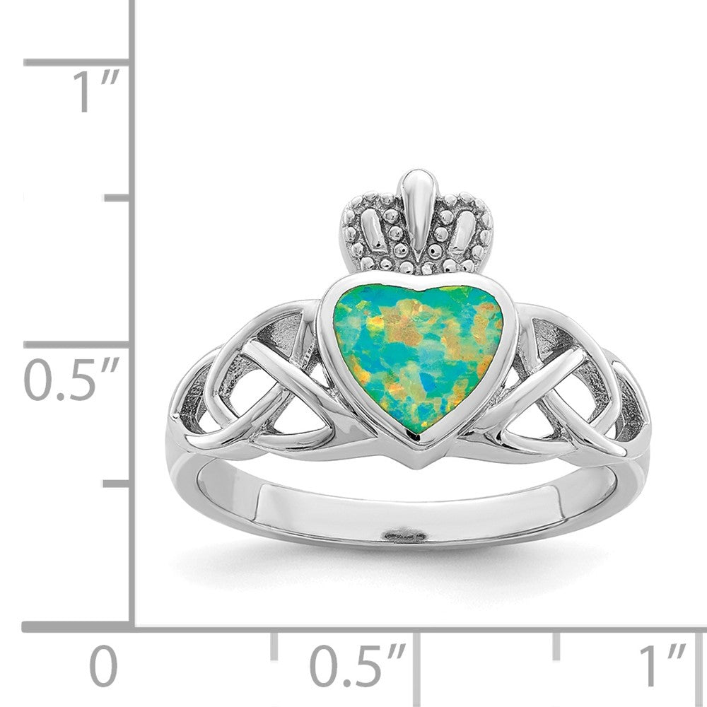 Sterlingsilber Rhodiniert Im Labor Erzeugt Opal Keltisch Knoten Krone Ring