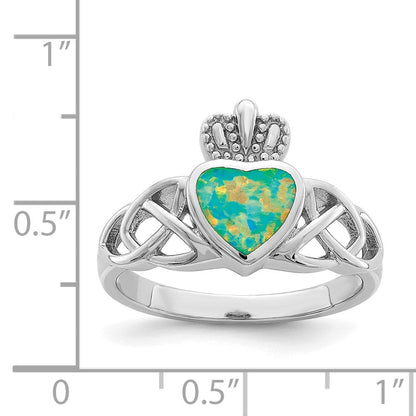 Sterlingsilber Rhodiniert Im Labor Erzeugt Opal Keltisch Knoten Krone Ring