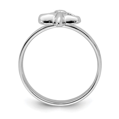 Sterlingsilber Rhodiniert 3mm Fleur De Lis Ring