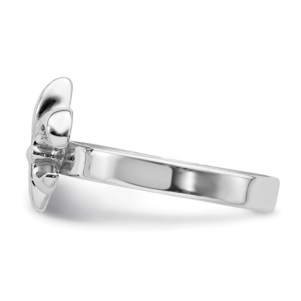 Sterlingsilber Rhodiniert 3mm Fleur De Lis Ring