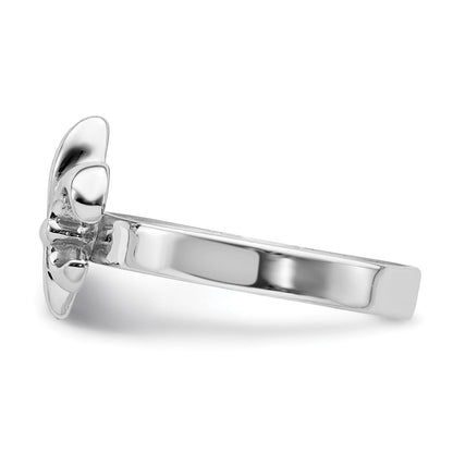 Sterlingsilber Rhodiniert 3mm Fleur De Lis Ring