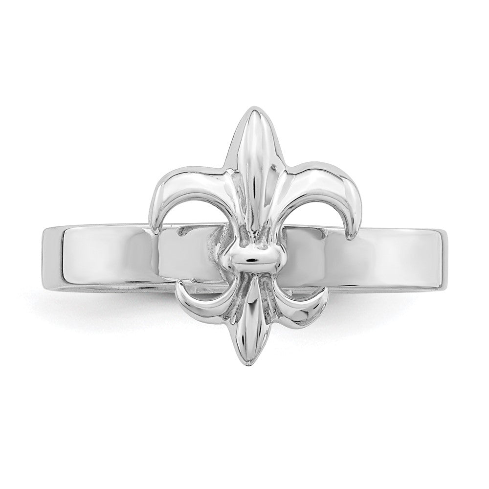 Sterlingsilber Rhodiniert 3mm Fleur De Lis Ring
