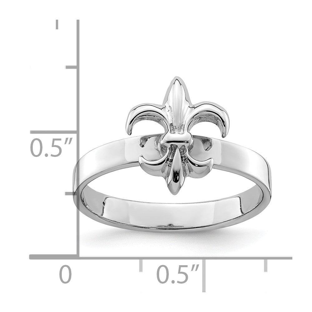 Sterlingsilber Rhodiniert 3mm Fleur De Lis Ring