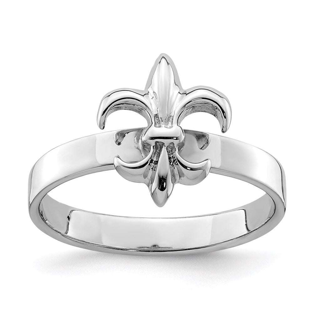 Sterlingsilber Rhodiniert 3mm Fleur De Lis Ring