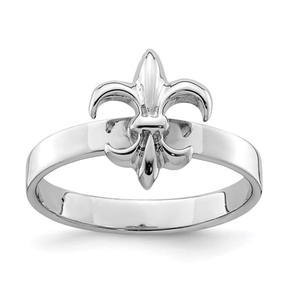Sterlingsilber Rhodiniert 3mm Fleur De Lis Ring