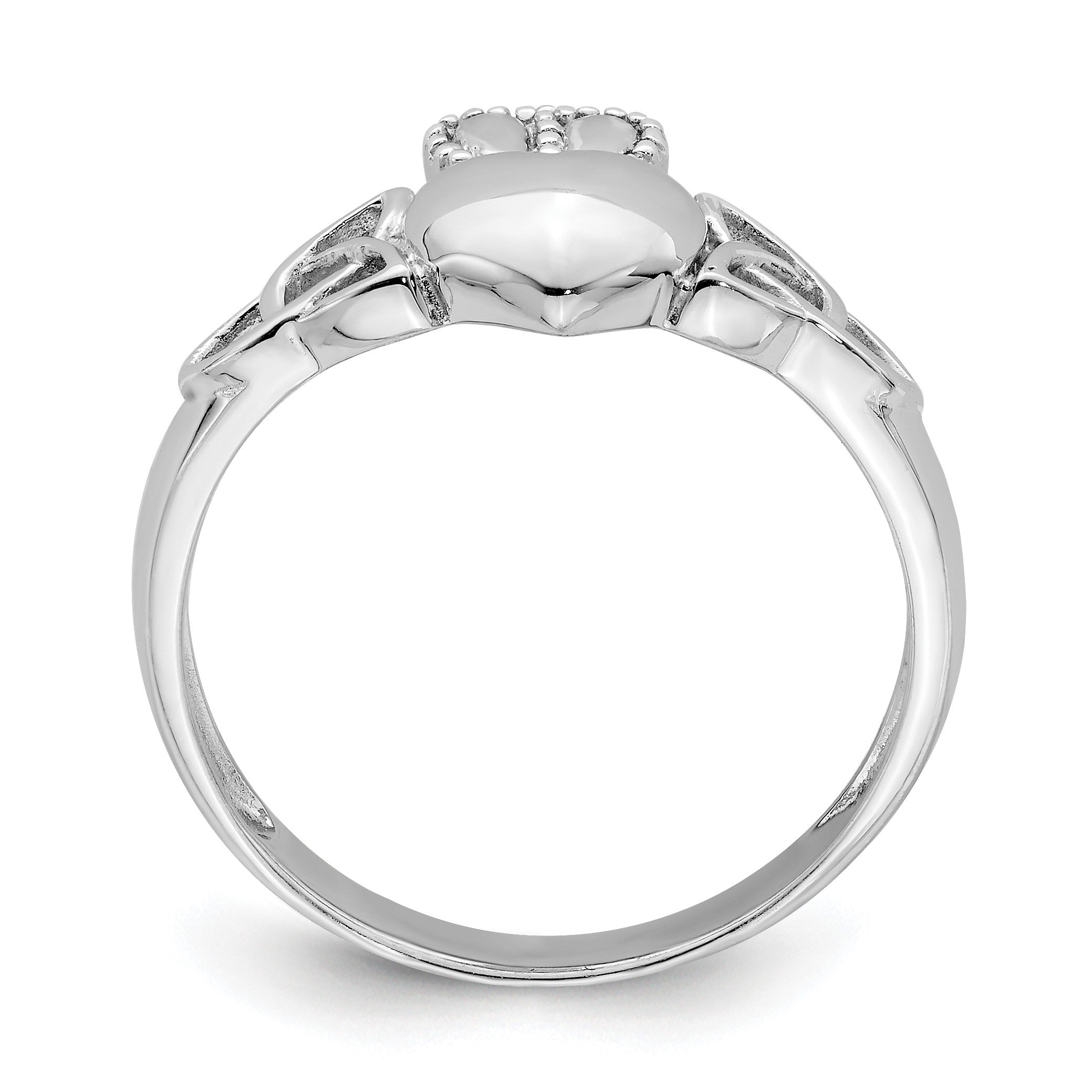 Sterlingsilber Rhodiniert Poliert Claddagh Ring