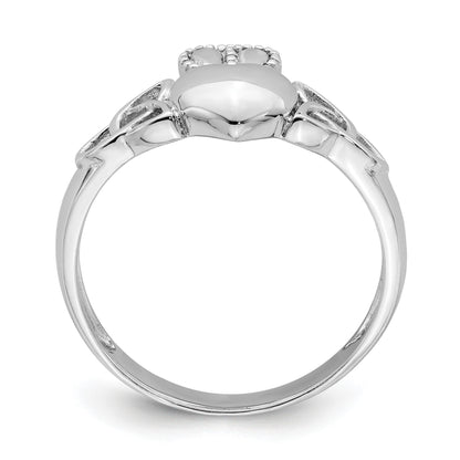 Sterlingsilber Rhodiniert Poliert Claddagh Ring