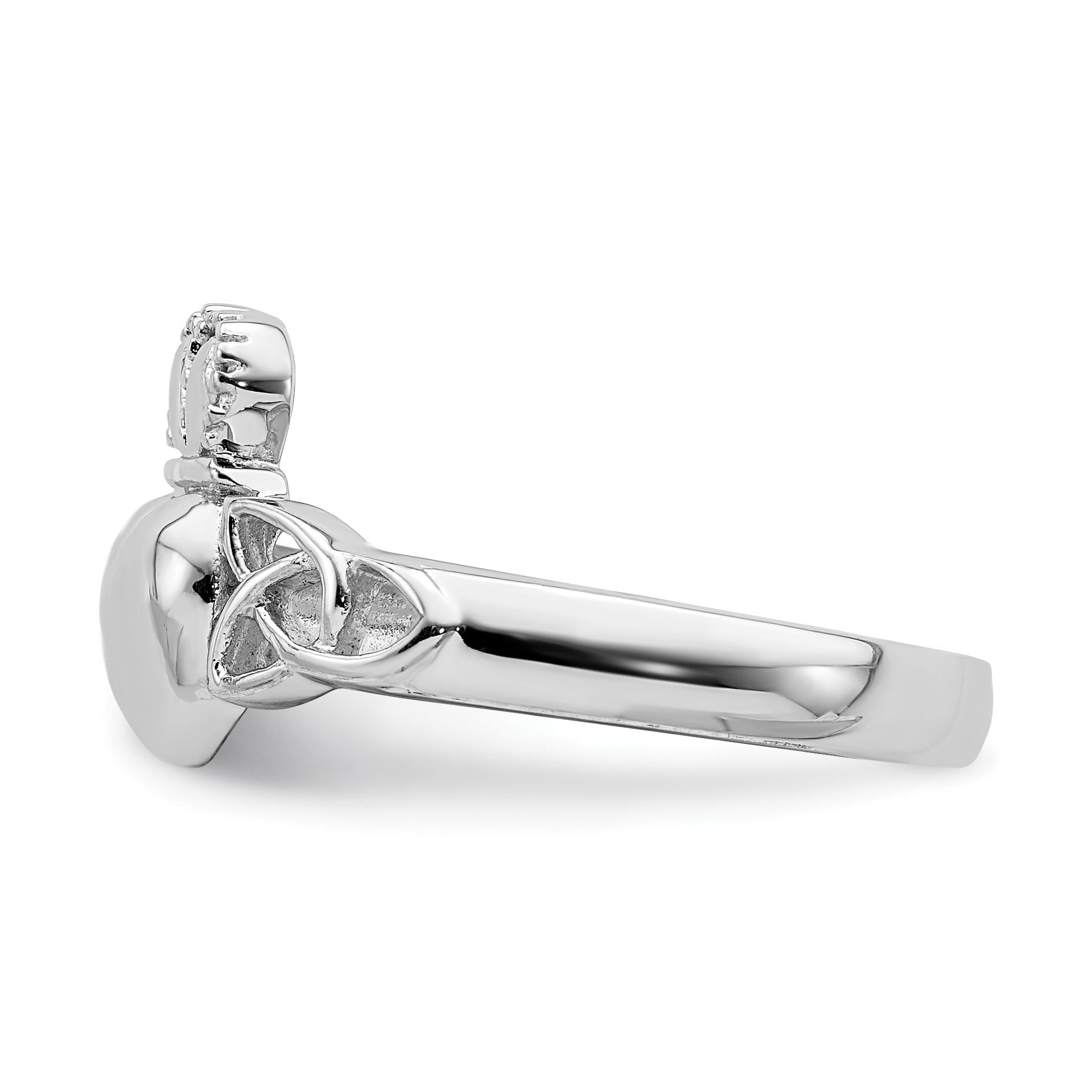 Sterlingsilber Rhodiniert Poliert Claddagh Ring