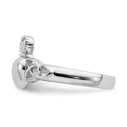 Sterlingsilber Rhodiniert Poliert Claddagh Ring