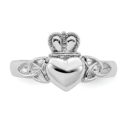 Sterlingsilber Rhodiniert Poliert Claddagh Ring