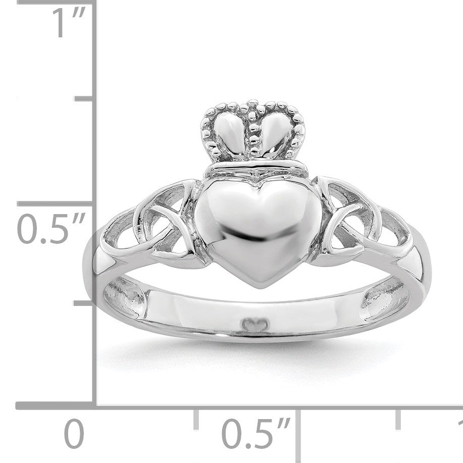 Sterlingsilber Rhodiniert Poliert Claddagh Ring