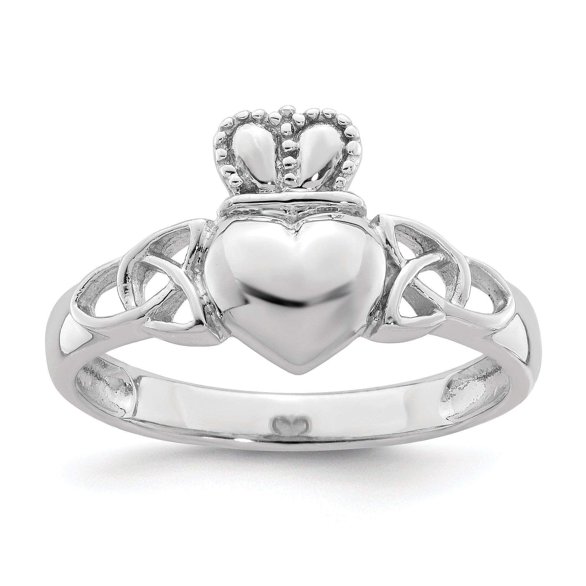 Sterlingsilber Rhodiniert Poliert Claddagh Ring