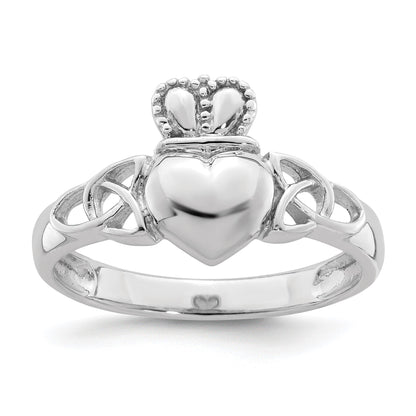 Sterlingsilber Rhodiniert Poliert Claddagh Ring