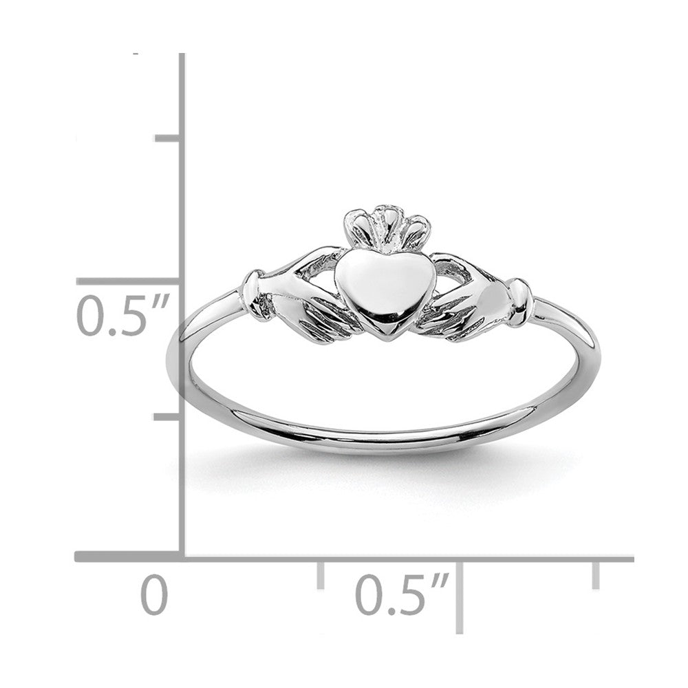 Sterlingsilber Rhodiniert Claddagh Ring