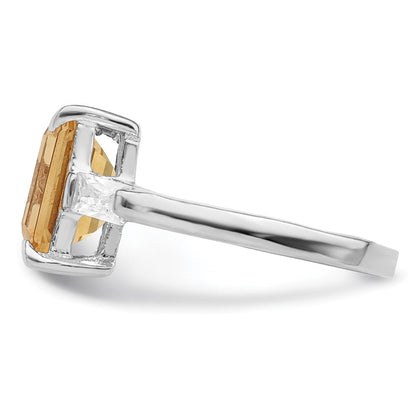 Sterlingsilber Rhodium Citrin Ring