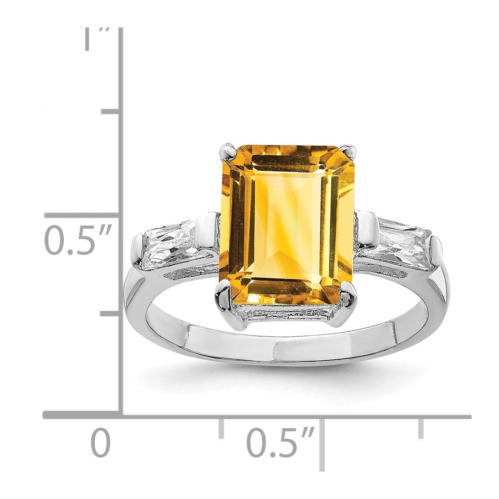 Sterlingsilber Rhodium Citrin Ring
