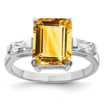 Sterlingsilber Rhodium Citrin Ring