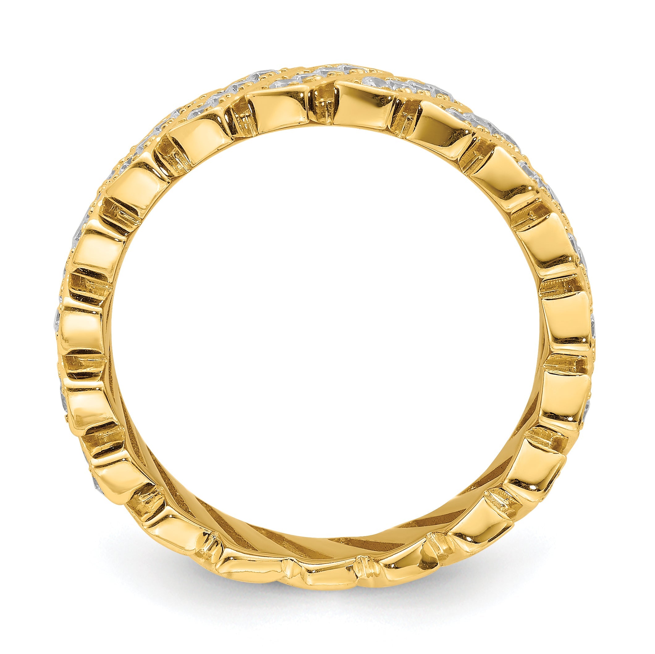 Sterlingsilber Goldfarben Schräg Zirkonia Ring