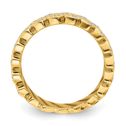 Sterlingsilber Goldfarben Schräg Zirkonia Ring