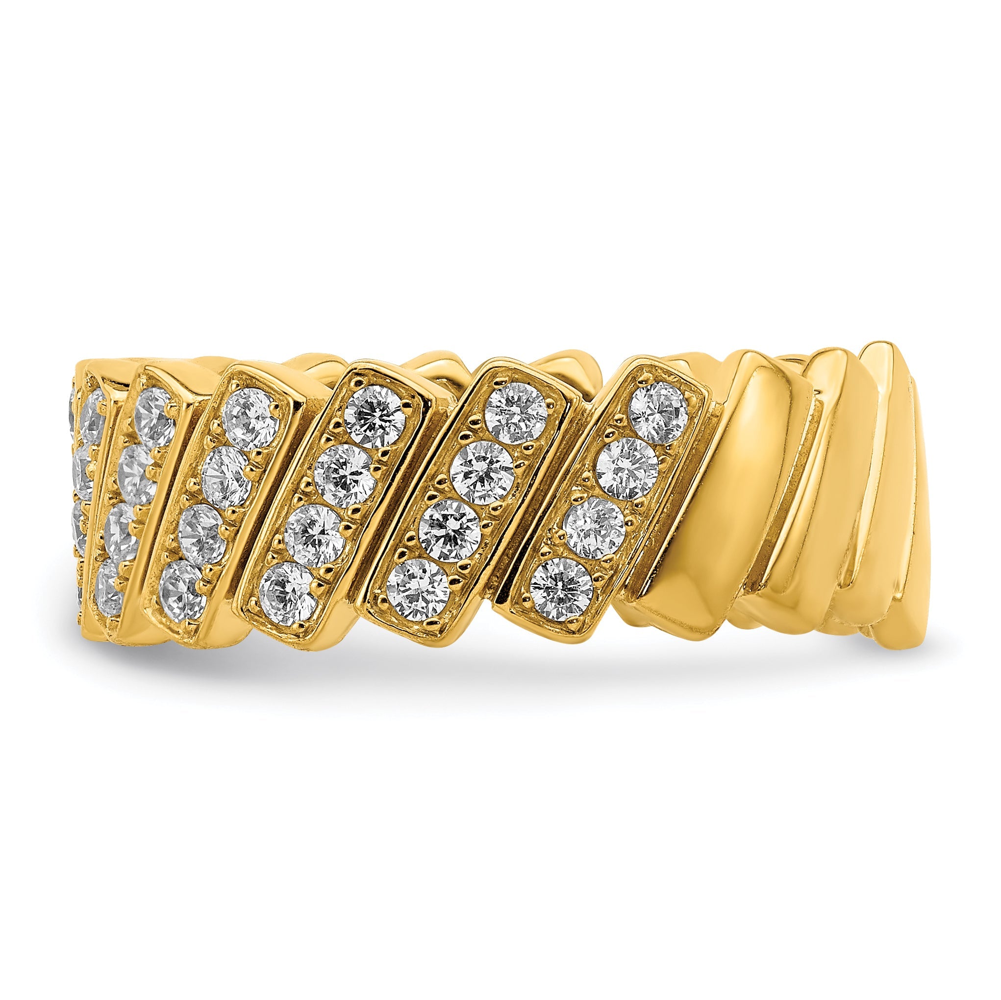 Sterlingsilber Goldfarben Schräg Zirkonia Ring