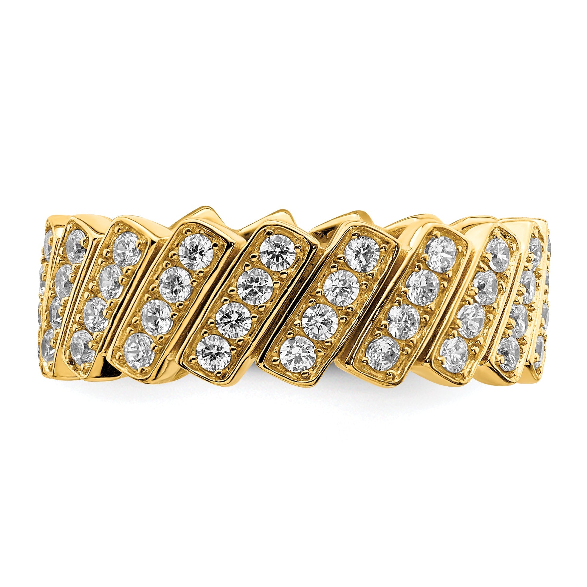 Sterlingsilber Goldfarben Schräg Zirkonia Ring