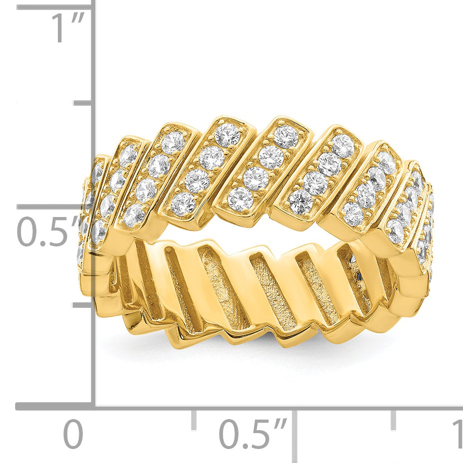 Sterlingsilber Goldfarben Schräg Zirkonia Ring