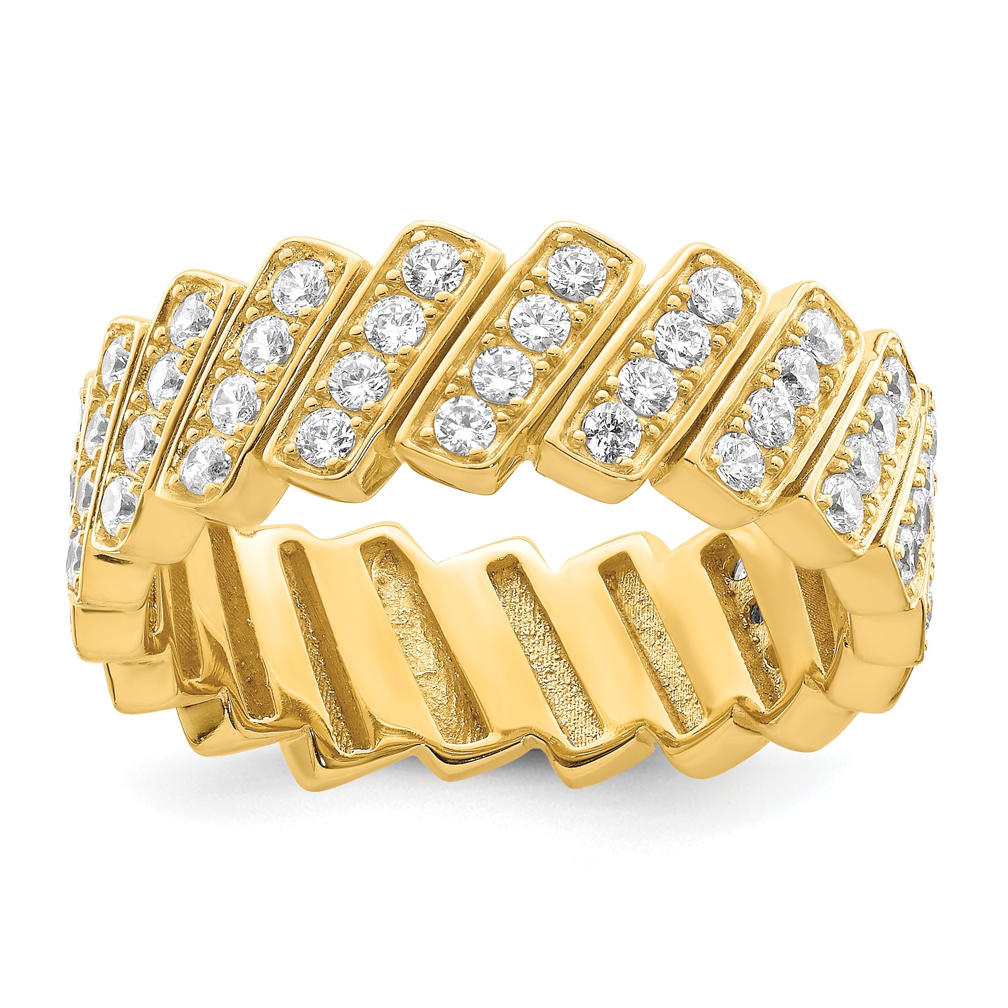 Sterlingsilber Goldfarben Schräg Zirkonia Ring