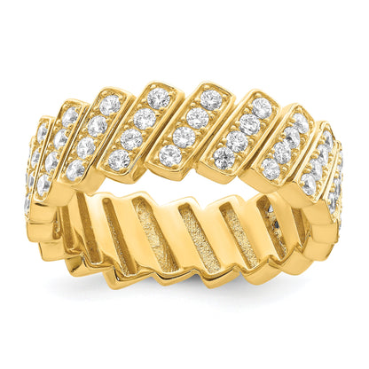 Sterlingsilber Goldfarben Schräg Zirkonia Ring