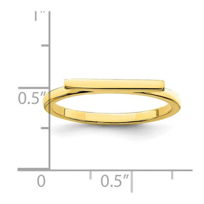 Sterlingsilber Goldfarben Poliert Stab Ring (size 6 Nur)