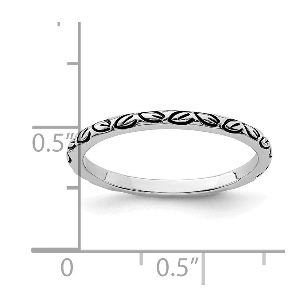 Sterlingsilber Rhodiniert Antikisiert Blatt Ring