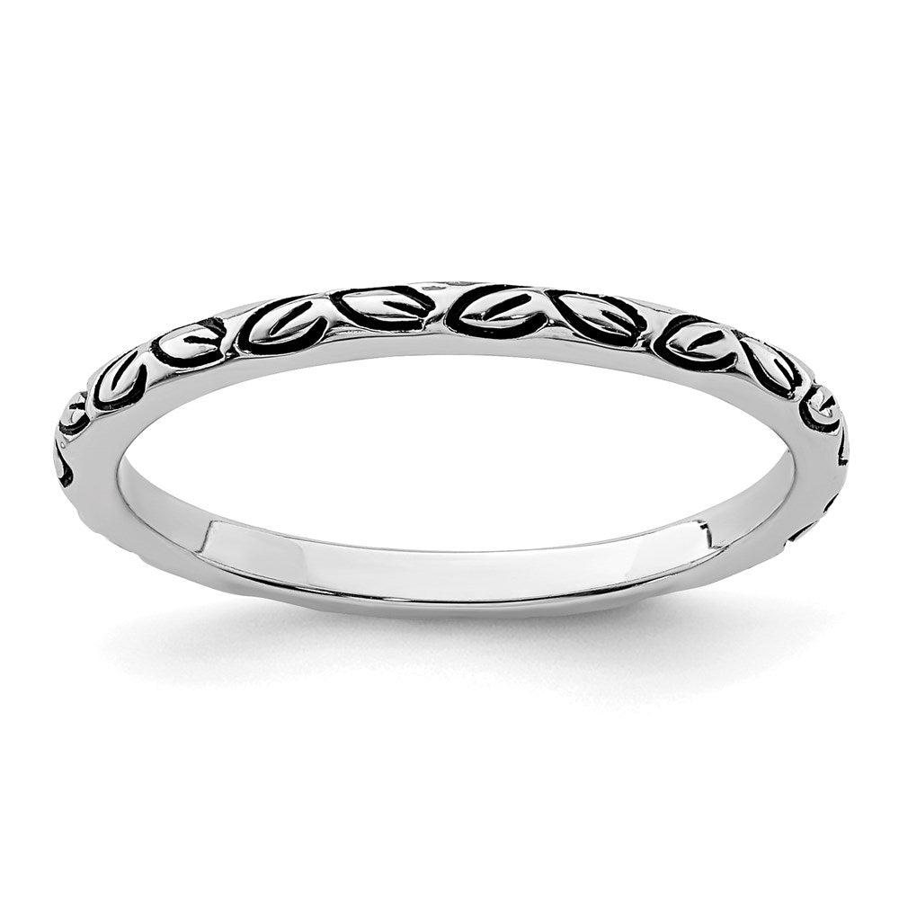 Sterlingsilber Rhodiniert Antikisiert Blatt Ring