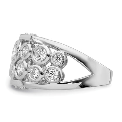 Sterlingsilber Rhodiniert Zargenfassung Set Fantasie Zirkonia Ring