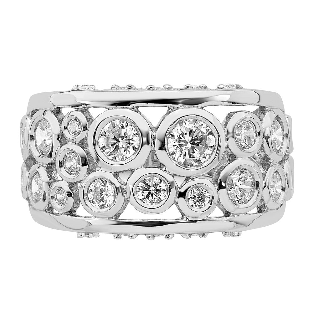 Sterlingsilber Rhodiniert Zargenfassung Set Fantasie Zirkonia Ring